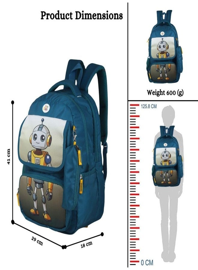 ليجو حقائب مدرسية من ليغو مقاس 16 بوصة بطبعة روبوت مستكشف الفضاء، مناسبة للأولاد والبنات | مناسبة للأطفال من الصف الأول إلى الثالث (أزرق داكن) - Image 4